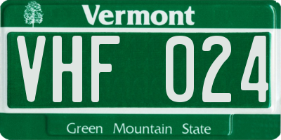 VT license plate VHF024