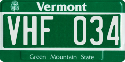 VT license plate VHF034