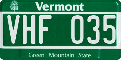 VT license plate VHF035