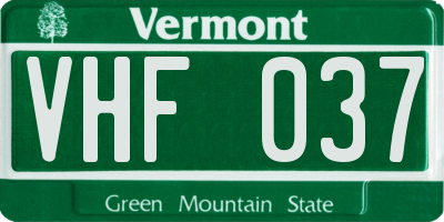 VT license plate VHF037