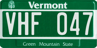 VT license plate VHF047