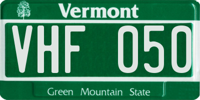 VT license plate VHF050