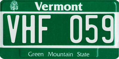 VT license plate VHF059