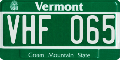 VT license plate VHF065