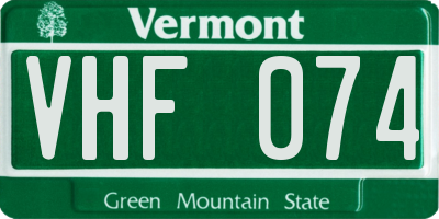 VT license plate VHF074