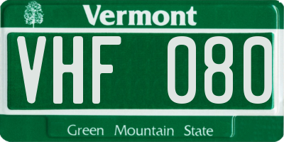 VT license plate VHF080