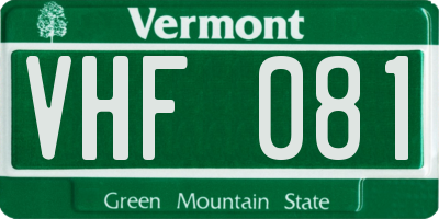 VT license plate VHF081
