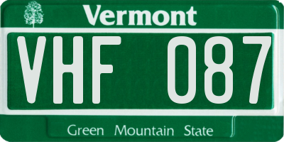 VT license plate VHF087