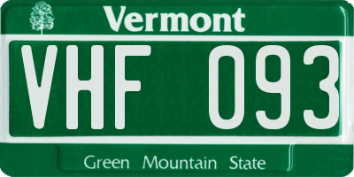 VT license plate VHF093