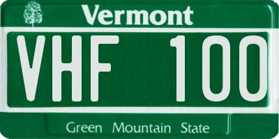 VT license plate VHF100