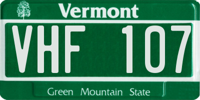 VT license plate VHF107