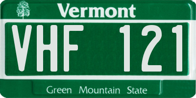 VT license plate VHF121