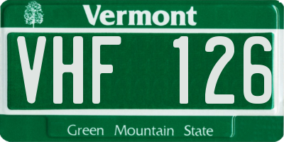 VT license plate VHF126