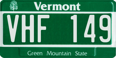 VT license plate VHF149