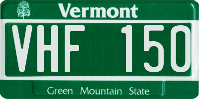 VT license plate VHF150