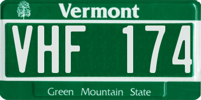 VT license plate VHF174