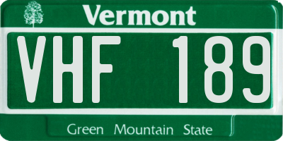 VT license plate VHF189