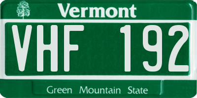 VT license plate VHF192