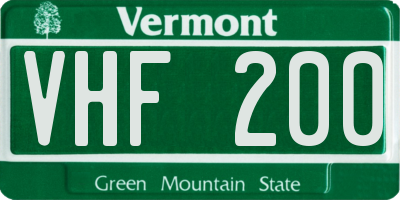 VT license plate VHF200