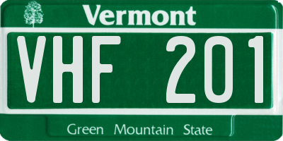 VT license plate VHF201