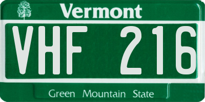 VT license plate VHF216