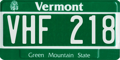 VT license plate VHF218