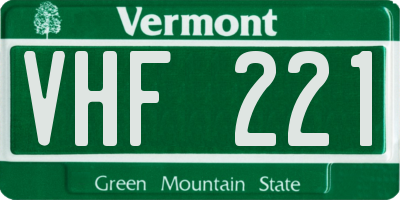 VT license plate VHF221