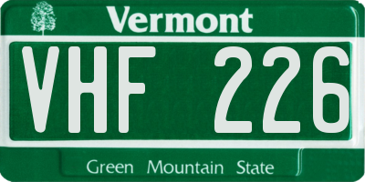 VT license plate VHF226