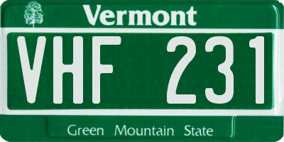 VT license plate VHF231