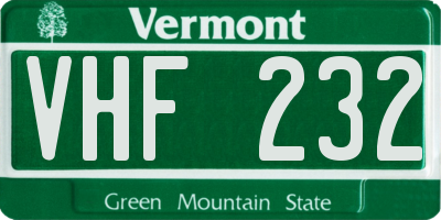 VT license plate VHF232