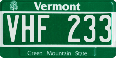 VT license plate VHF233