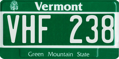 VT license plate VHF238