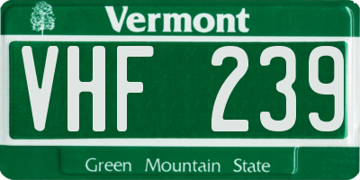 VT license plate VHF239