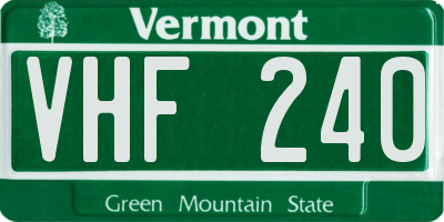 VT license plate VHF240