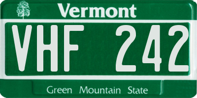 VT license plate VHF242