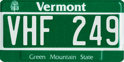 VT license plate VHF249