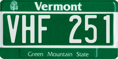 VT license plate VHF251