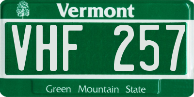 VT license plate VHF257