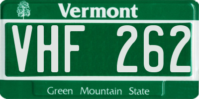 VT license plate VHF262