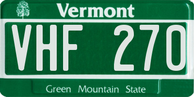 VT license plate VHF270