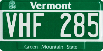 VT license plate VHF285