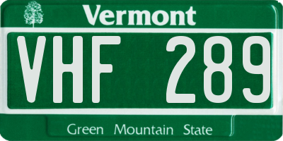 VT license plate VHF289
