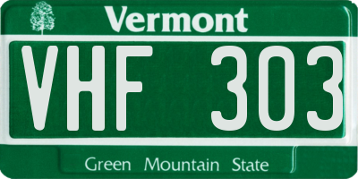 VT license plate VHF303
