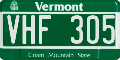 VT license plate VHF305