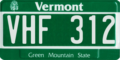 VT license plate VHF312