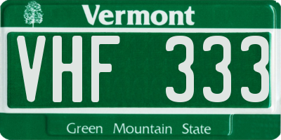 VT license plate VHF333