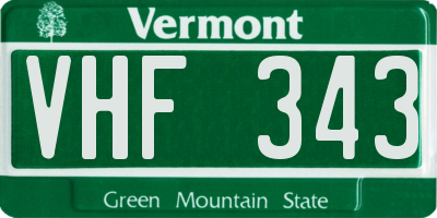 VT license plate VHF343