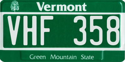 VT license plate VHF358