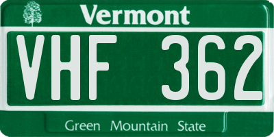 VT license plate VHF362