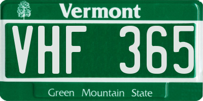 VT license plate VHF365
